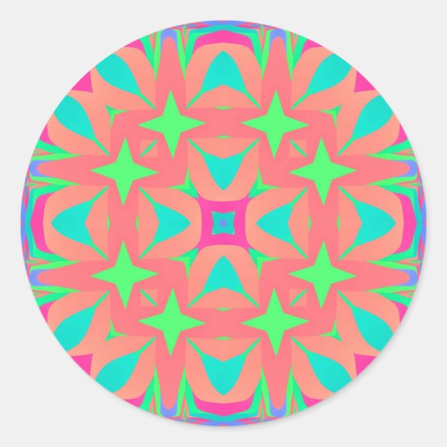 Psychedelic Geometry Mandala Runt Klistermärke (Framsida)