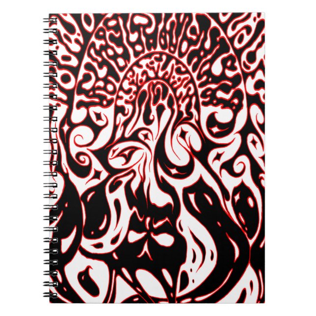 Psychedelic Ghost - Black White and Red Anteckningsbok (Framsidan)