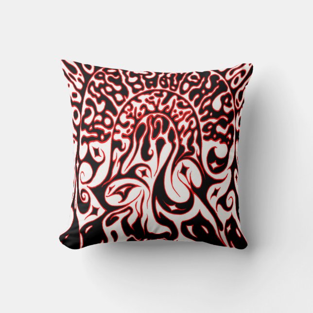 Psychedelic Ghost - Black White and Red Kudde (Framsida)