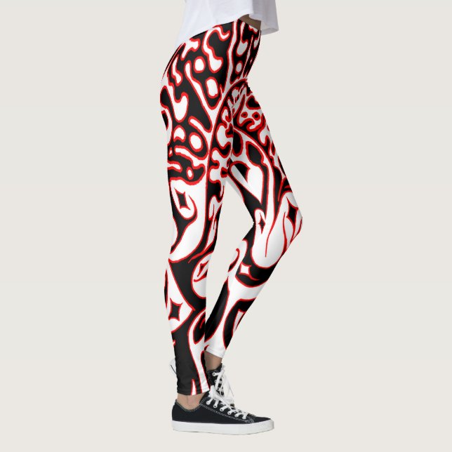 Psychedelic Ghost - Black White and Red Leggings (Höger)