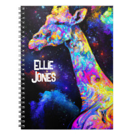 Psychedelic Giraffe editable namn Anteckningsbok