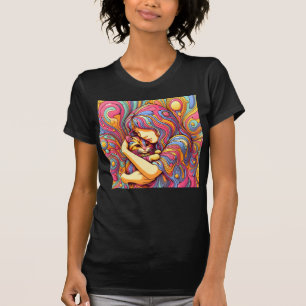 Psychedelic Girl and Cat T Shirt