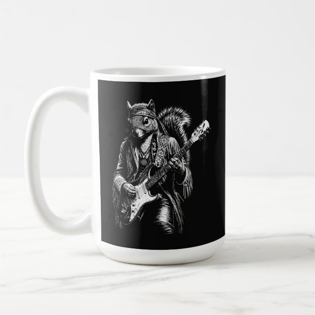 Psychedelic GitarrEkorre - Rolig Vintage Rock Kaffemugg (Vänster)