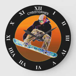 Psychedelic glödande SnowboardingSnowboard Stor Klocka