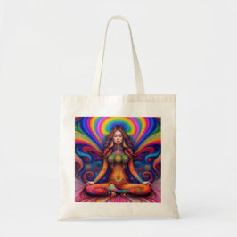 Psychedelic Goddes Rainbow Meditation Art Tygkasse