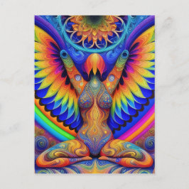 Psychedelic Goddess Colorful Vykort