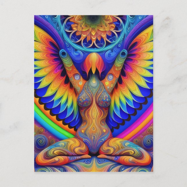 Psychedelic Goddess Colorful Vykort (Framsida)
