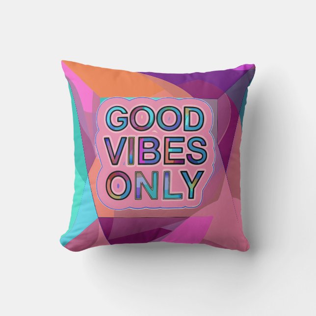 Psychedelic "Good Vibes Only" Text Graphic Kudde (Framsida)