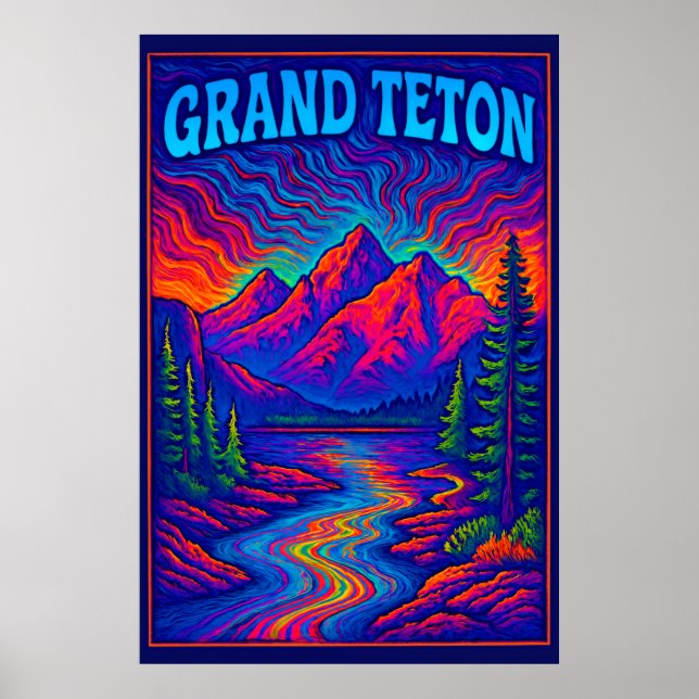 Psychedelic Grand Teton Poster (Framsidan)