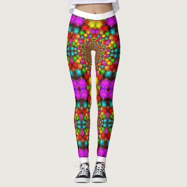 Psychedelic Groovy Colorful Crazy Leggings (Framsida)