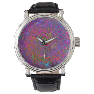 Psychedelic Groovy Magenta Retro Liquid Swirl Armbandsur