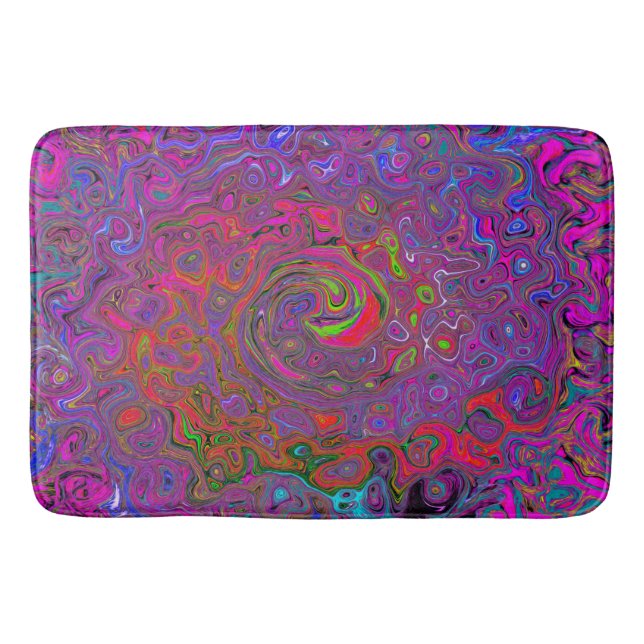 Psychedelic Groovy Magenta Retro Liquid Swirl Badrumsmatta (Framsidan)