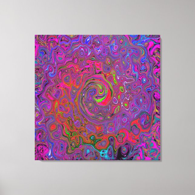 Psychedelic Groovy Magenta Retro Liquid Swirl Canvastryck (Framsida)