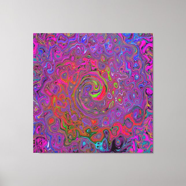 Psychedelic Groovy Magenta Retro Liquid Swirl Canvastryck (Framsida)