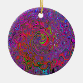 Psychedelic Groovy Magenta Retro Liquid Swirl Julgransprydnad Keramik
