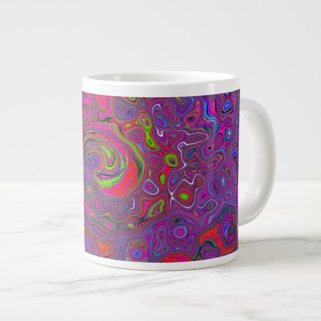 Psychedelic Groovy Magenta Retro Liquid Swirl Jumbo Mugg (Framsida höger)