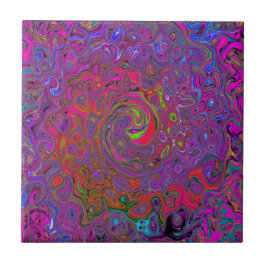 Psychedelic Groovy Magenta Retro Liquid Swirl Kakelplatta