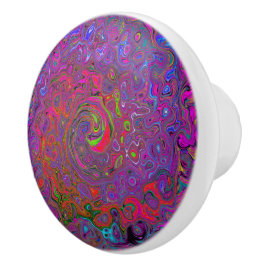 Psychedelic Groovy Magenta Retro Liquid Swirl Knopp