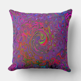 Psychedelic Groovy Magenta Retro Liquid Swirl Kudde
