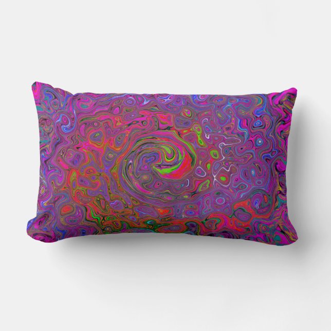Psychedelic Groovy Magenta Retro Liquid Swirl Lumbarkudde (Framsida)