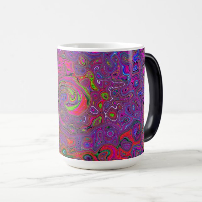 Psychedelic Groovy Magenta Retro Liquid Swirl Magisk Mugg (Framsida höger)