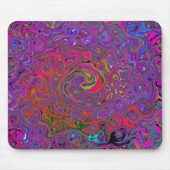 Psychedelic Groovy Magenta Retro Liquid Swirl Musmatta (Framsidan)