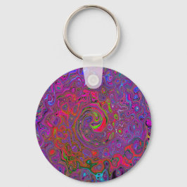 Psychedelic Groovy Magenta Retro Liquid Swirl Nyckelring