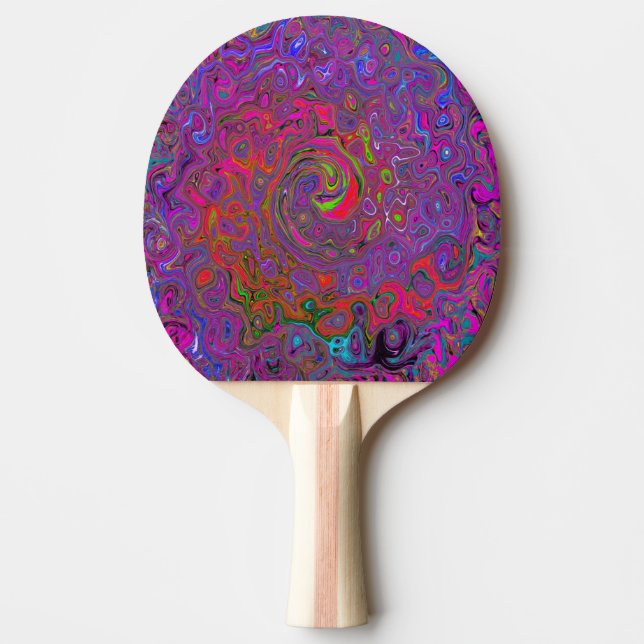 Psychedelic Groovy Magenta Retro Liquid Swirl Pingisracket (Framsidan)
