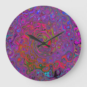 Psychedelic Groovy Magenta Retro Liquid Swirl Stor Klocka