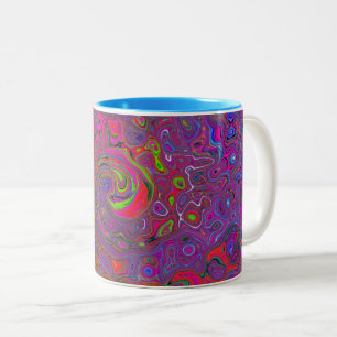 Psychedelic Groovy Magenta Retro Liquid Swirl Två-Tonad Mugg
