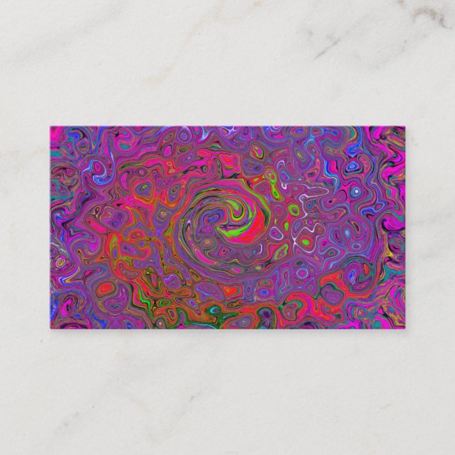 Psychedelic Groovy Magenta Retro Liquid Swirl Visitkort (Framsida)