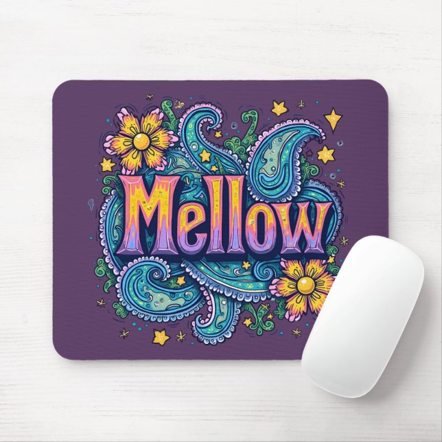 Psychedelic Groovy ’Mellow’ Retro Hippie Art Musmatta (Med mus)