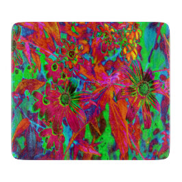 Psychedelic Groovy Red and Grönt Wildblommor