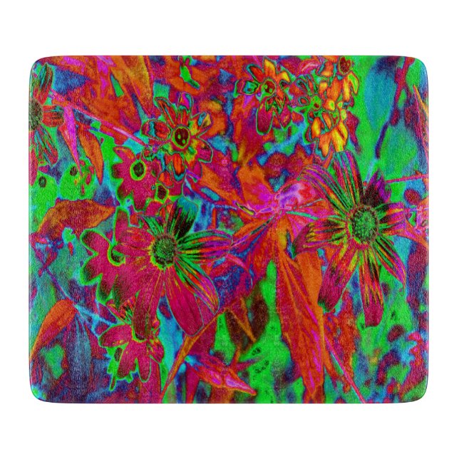 Psychedelic Groovy Red and Grönt Wildblommor (Framsidan)