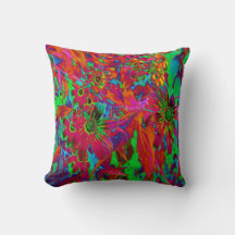 Psychedelic Groovy Red and Grönt Wildblommor