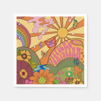 Psychedelic Groovy Retro Papprare Party Napkins Pappersservett