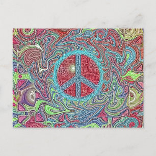 Psychedelic Groovy Trippy Fredstecken Vykort