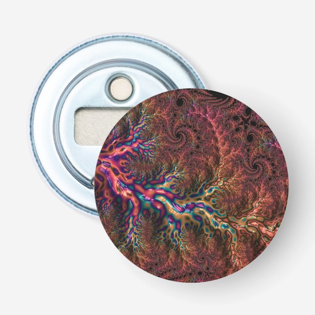 Psychedelic Groovy Trippy Funky Colorful Fractal Flasköppnare (Framsidan)