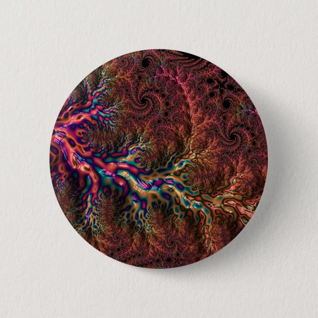 Psychedelic Groovy Trippy Funky Colorful Fractal Knapp (Framsida)