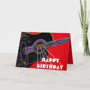 Psychedelic Guitar Birthday Card Kort