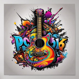Psychedelic Guitar Poster