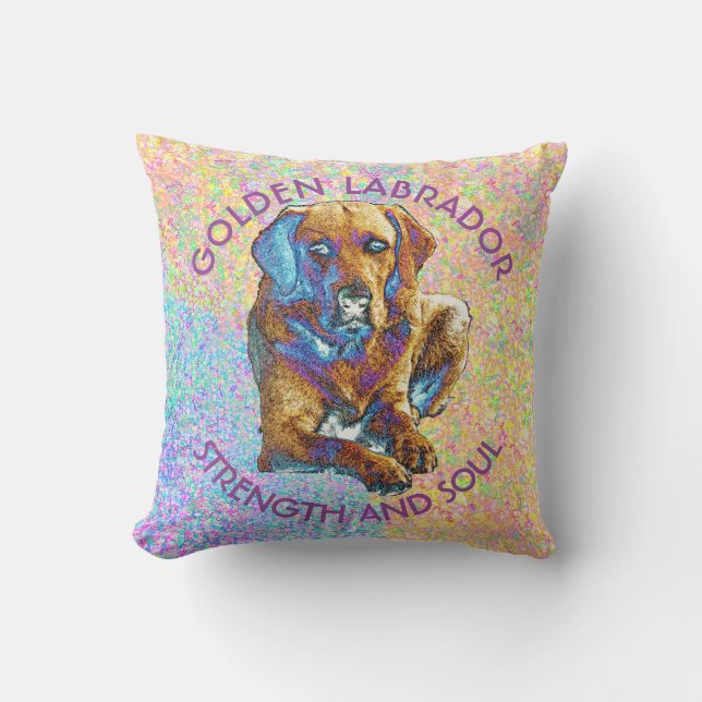 Psychedelic guld- design för Labrador Retriever Kudde (Framsida)