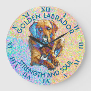Psychedelic guld- Labrador Retriever Stor Klocka