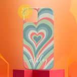 Psychedelic Hearts Calligraphy Script Namn Blue<br><div class="desc">Ett funky hjärta mönster med galet pastellblått och grönt färg. Det moderna skriptet med dekorationer ger den här återdesignen en modern beröring. Lägg till ditt namn eller ta bort texten för ett feminininomslag i roligten.</div>