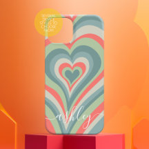 Psychedelic Hearts Calligraphy Script Namn Blue