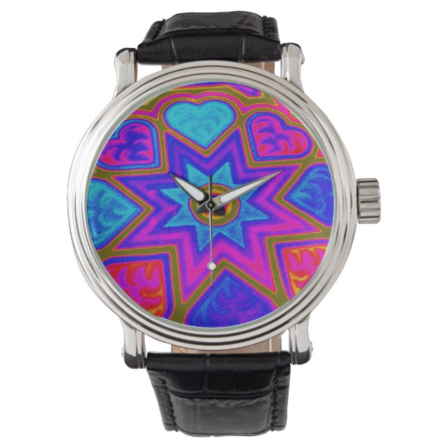 Psychedelic Hearts Watch Armbandsur (Framsida)