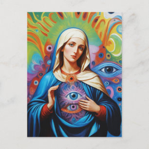 Psychedelic Helig Evil Öga Protection Mary Vykort