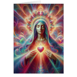 Psychedelic Helig Heart of Mary Hälsningskort