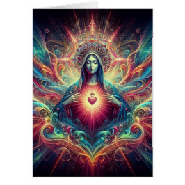 Psychedelic Helig Heart of Mary Hälsningskort