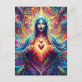 Psychedelic Helig hjärta of Mary Vykort